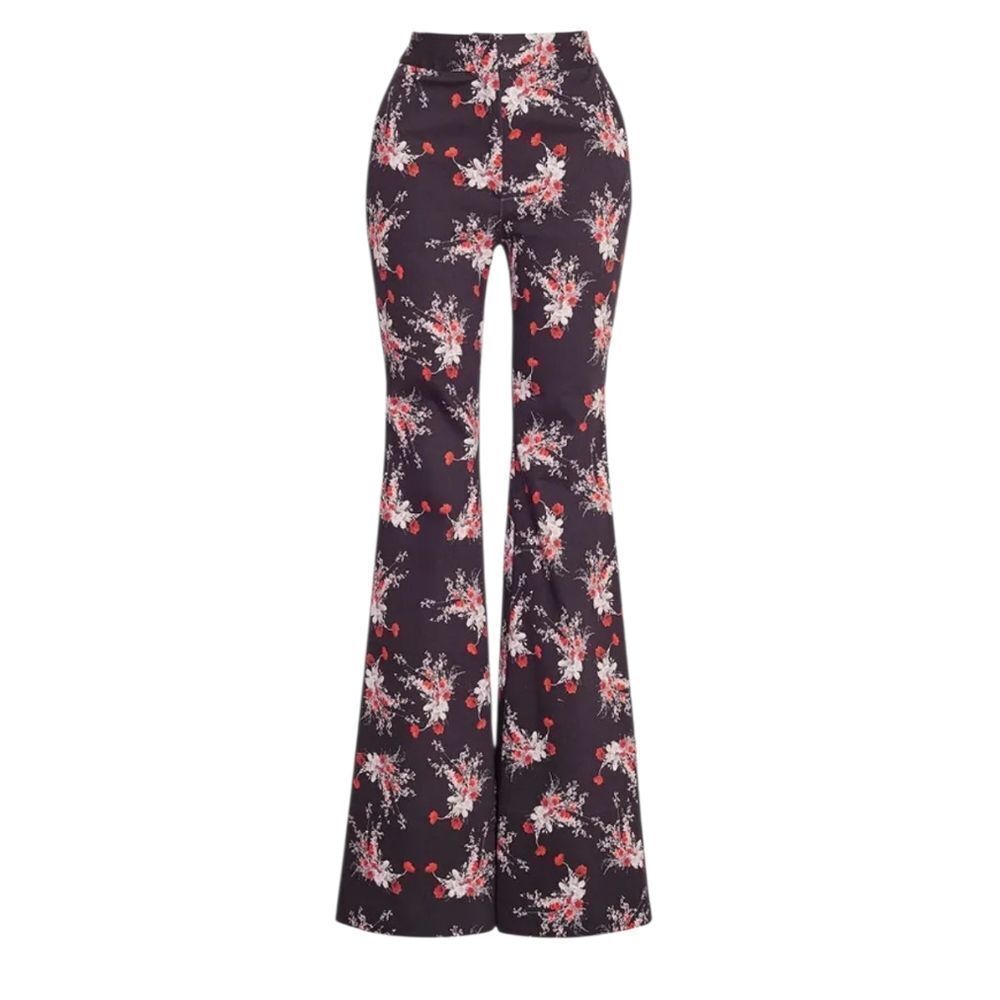Adam Lippes Black Floral Flare Pants